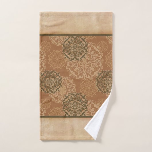 Monogramme Boho foncé rouille Mandalas (Serviette à main)