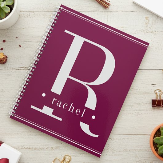 Monogramme bordeaux et blanc minimal
