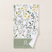 Monogramme botanique aquarelle de fleur sauvage (Serviette à main)