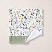 Monogramme botanique aquarelle de fleur sauvage (Gant de toilette)