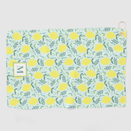 Monogramme botanique de citron, serviette de golf  (Horizontal)