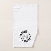 Monogramme botanique élégant de la famille noire e (Serviette à main)