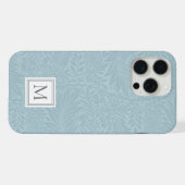 Monogramme botanique floral bleu élégant (Verso Horizontal)
