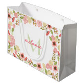 Monogramme Botanique Floral Grand Sac Cadeau (Dos Angle)