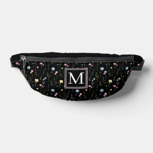 Monogramme Botanique Floral Noir et Rose Élégant
