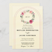 Monogramme botanique jaune Invitation à la couronn (Devant / Derrière)