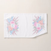 Monogramme Bouquet d'aquarelle Roses roses Bleues (Serviette à main)