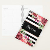 Monogramme Bourgogne floral noir rayures (Devant avec enveloppe)