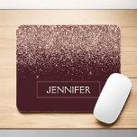Monogramme Bourgogne Rose rose rose rose Parties s<br><div class="desc">Rose Gold - Pink and Burgundy Faux Parties scintillant Sparkle élégant et moderne chic tendance luxueux monogramme Pad de souris. Ce monogramme - ajoutez votre propre nom customisé mousepad peut être mis à jour avec votre nom.</div>