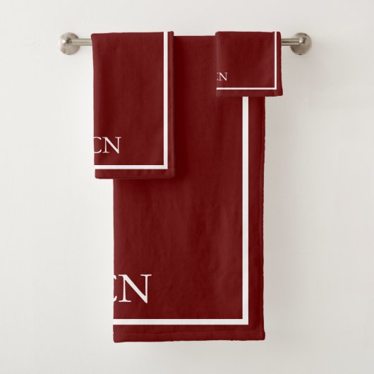 Monogramme Bourgogne Rouge Blanc Bordure Classique (En situation)