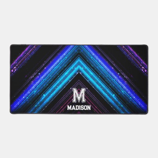 Monogramme brillant bleu métallique violet chevron (Recto)