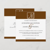Monogramme Brown de luxe Faire-part de mariage ini (Devant / Derrière)