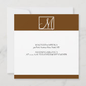 Monogramme Brown de luxe Faire-part de mariage ini (Dos)