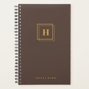 Monogramme Brown d'or moderne Nom Organisateur Pla