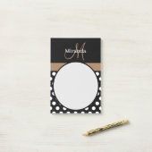 Monogramme Brown Noir Blanc Polka Notes post-it (Sur un bureau)