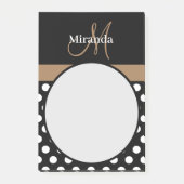 Monogramme Brown Noir Blanc Polka Notes post-it (Devant)