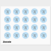 Monogramme Brown W sur Étiquette bleu clair Faveur (Feuille)