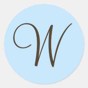 Monogramme Brown W sur Étiquette bleu clair Faveur