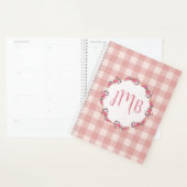 Monogramme Buffalo plaqué | Chèques et fleurs rose (Devant avec enveloppe)