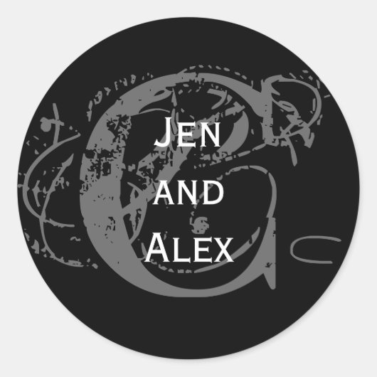 Monogramme C et Noms Sticker noir (Devant)