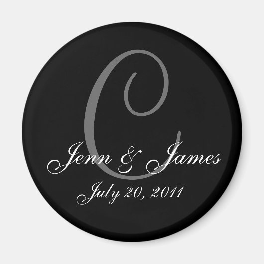 Monogramme C Mariage mariée pièce date aimant (Devant)