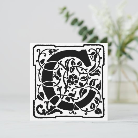 Monogramme C Modèle floral noir et blanc initial (Debout devant)