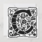 Monogramme C Modèle floral noir et blanc initial (Devant)