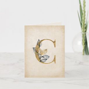 Monogramme C or et noir avec Feuilles