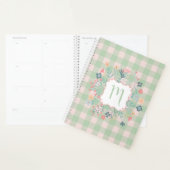 Monogramme Cadre Floral | Plat de buffle vert prin (Devant avec enveloppe)