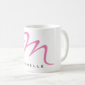 Monogramme Calligraphie rose Votre Nom Coffee Mug (Devant droit)