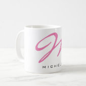 Monogramme Calligraphie rose Votre Nom Coffee Mug (Devant gauche)