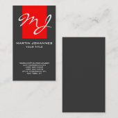 Monogramme calligraphique Carte de visite gris fon (Devant / Derrière)