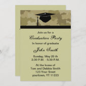 Monogramme Camouflage Graduation Party Invitation (Devant / Derrière)