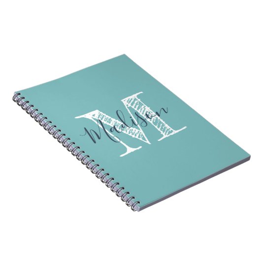 Monogramme Carnet Journal bleu vert (Côté Droit)