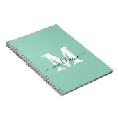 Monogramme Carnet vert personnalisé initial et nom (Côté Droit)