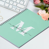 Monogramme Carnet vert personnalisé initial et nom