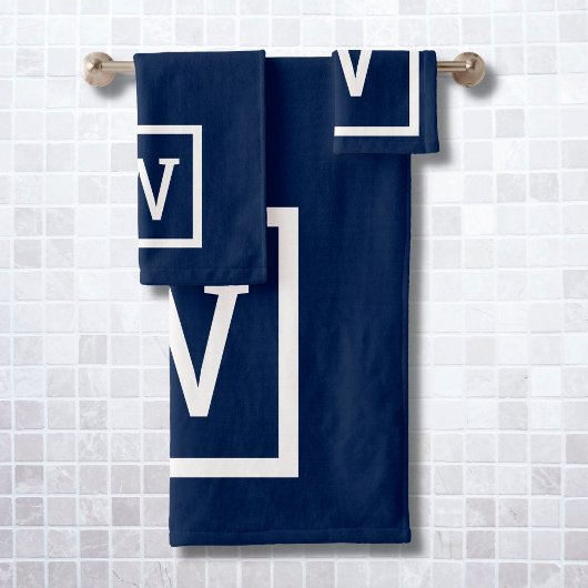 Monogramme carré de bordure bleu marine moderne