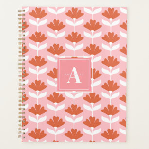 Monogramme carré initial floral rose et rouge vint