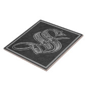 Monogramme" carreau de céramique en pierre gris (Côté)