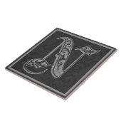 Monogramme" carreau de céramique en pierre gris (Côté)