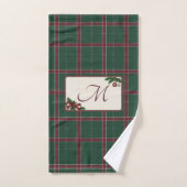 Monogramme carreau de Noël Heritage pin vert (Serviette à main)