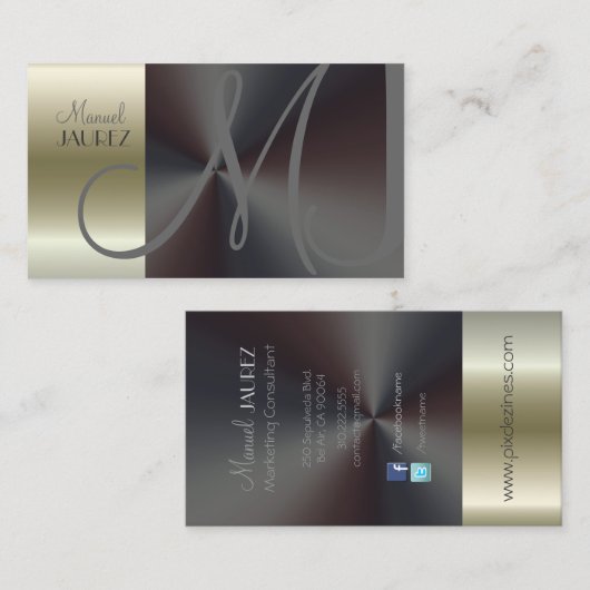 Monogramme Carte de visite acier brossé/sobriquet (Devant / Derrière)