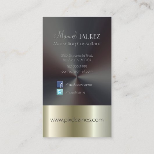 Monogramme Carte de visite acier brossé/sobriquet (Dos)