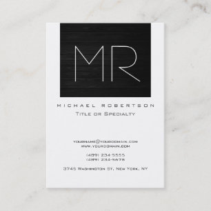 Monogramme Carte de visite blanc rayé
