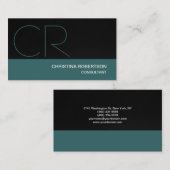 Monogramme Carte de visite de consultant noir (Devant / Derrière)