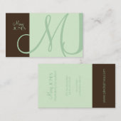 Monogramme Carte de visite en couleurs rétro (Devant / Derrière)