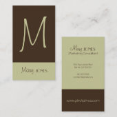 Monogramme Carte de visite en couleurs rétro (Devant / Derrière)