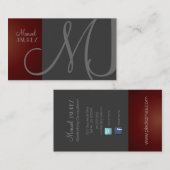 MONOGRAMME CARTE DE VISITE EN RETRO/GRAY/MAROON (Devant / Derrière)