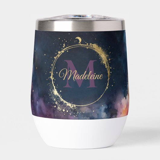 Monogramme céleste Blue Gold Galaxy Sky Planètes (Avant)