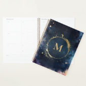 Monogramme céleste Blue Gold Galaxy Sky Planètes (Devant avec enveloppe)